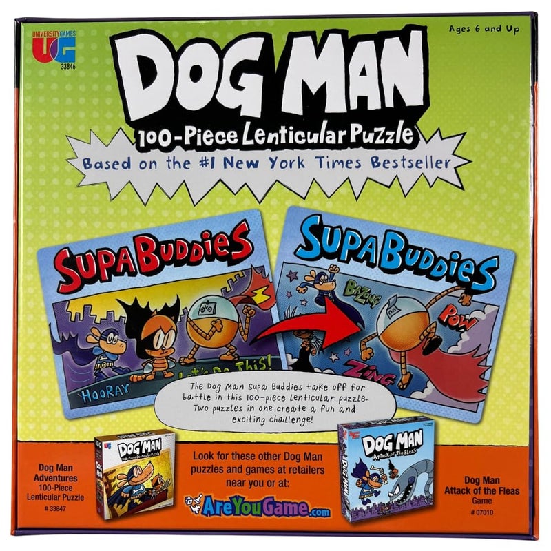 University Games | Dog Man Supa Buddies Lenticular 100 Piece Puzzle - Image 2